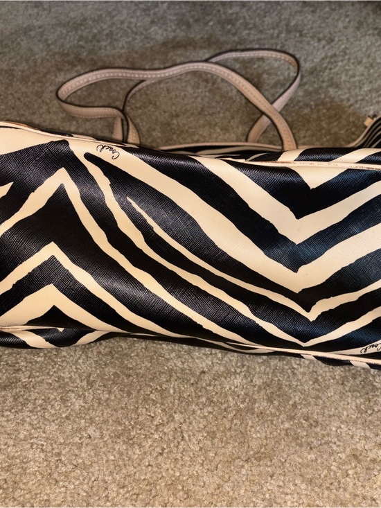 Coach Zebra-Print Tote in Beige and Black